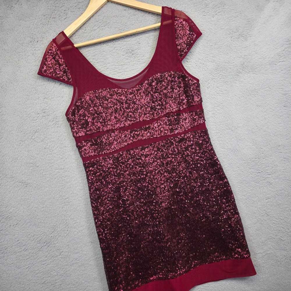 Betsey Johnson Dress Women 14 Red Sequin Y2K Vamp Glam New Year Holiday HOCO - Picture 2 of 16
